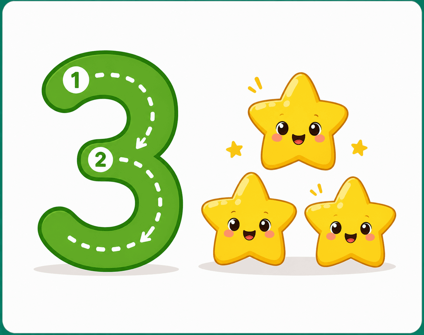 Number tracing on a tablet: guided digit 5 with friendly illustration