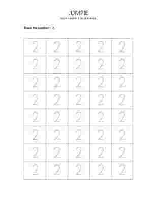 Tracing Number - 2 Worksheet for Nursery