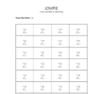 Preview of tracing small alphabet - z