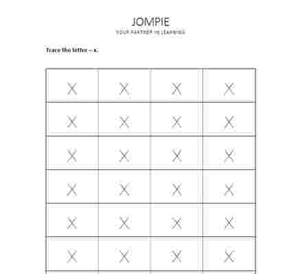 tracing small alphabet - x