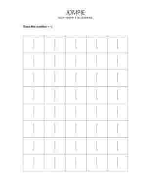Tracing Number - 1 Worksheet for Nursery