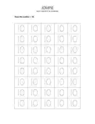 Tracing Number - 10 Worksheet for Nursery