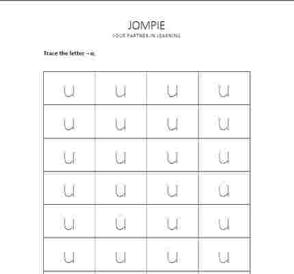 tracing small alphabet - u