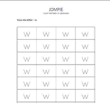 tracing small alphabet - w