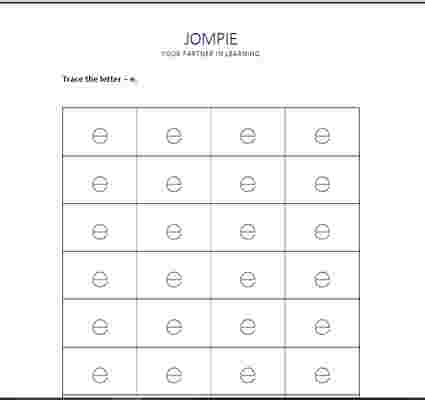 Preview of Tracing small alphabet - e