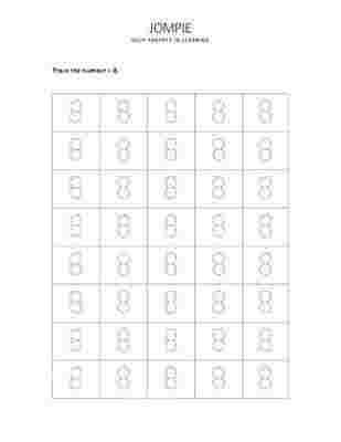 Tracing Number - 8 Worksheet for Nursery