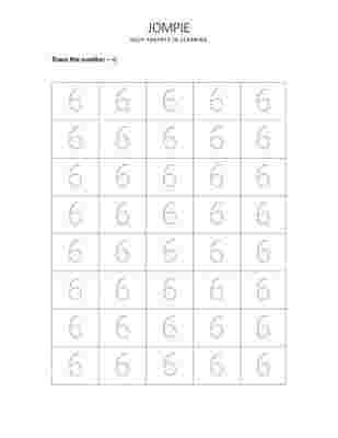 Tracing Number - 6 Worksheet for Nursery