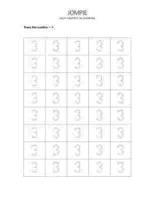 Tracing Number - 3 Worksheet for Nursery