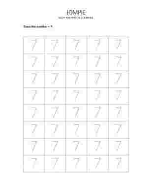 Tracing Number - 7 Worksheet for Nursery